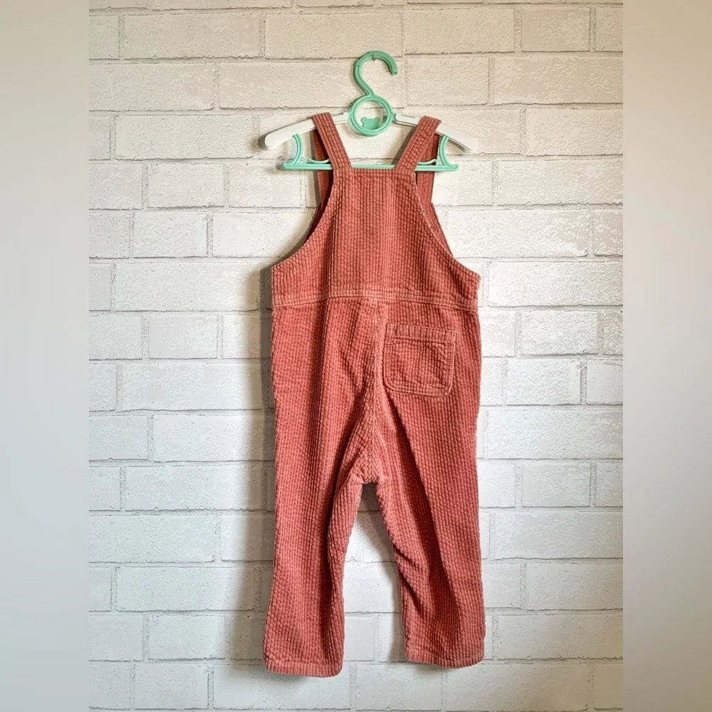 H&M Adorables Girls Kids Coral Pink Corduroy Overalls 18M